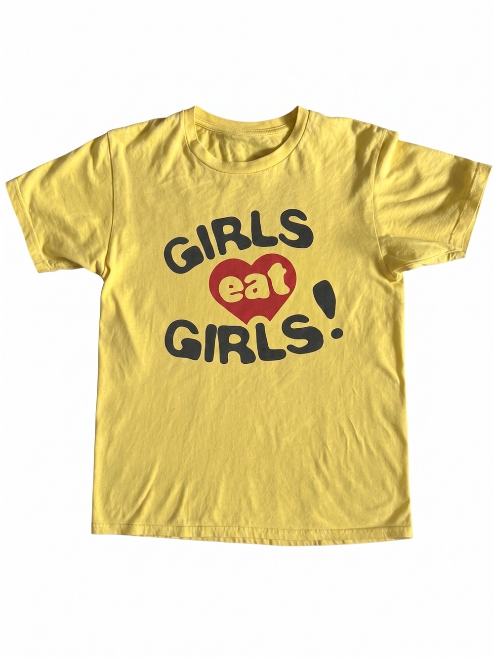 Girls Eat Girls Heart Slogan Edgy Yellow Graphic T-Shirt